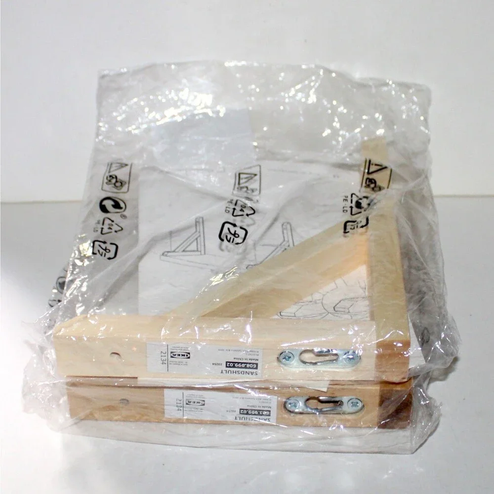 Set of 2 Ikea Sandshult Wall Shelf Bracket Aspen Wood natural NEW